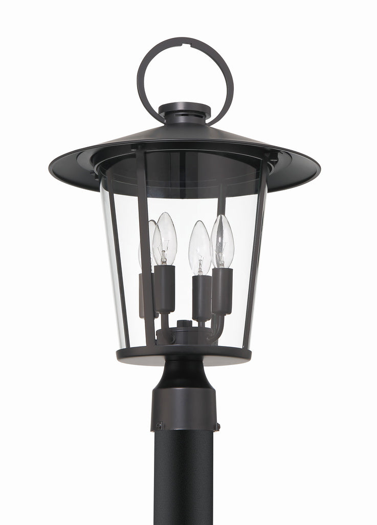 ##Antique Hardware## Andover 4 Light Matte Black Outdoor Post