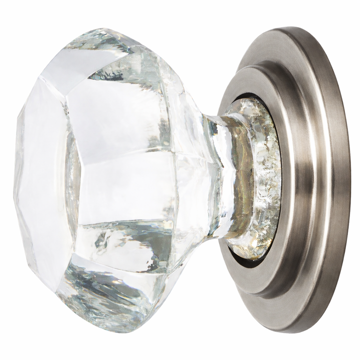 1 3/4 Inch Emtek Old Town Crystal Clear Glass Cabinet and Furniture Knob