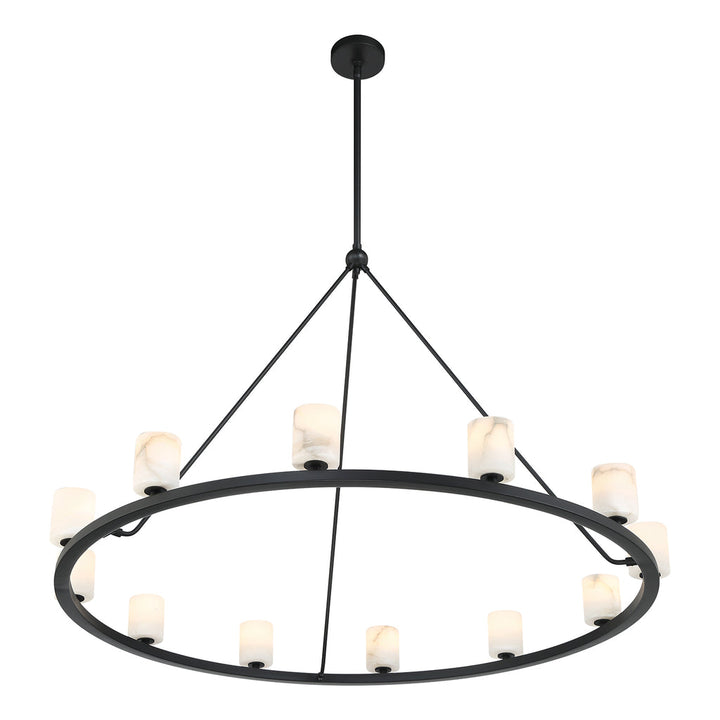 ##Antique Hardware## Aragon 12 Light Matte Black Chandelier