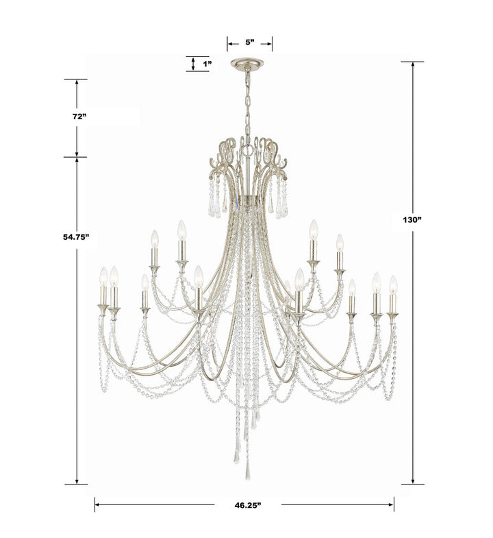 ##Antique Hardware## Arcadia 15 Light Antique Silver Chandelier