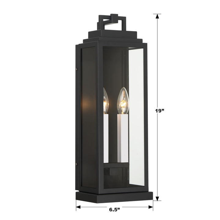 ##Antique Hardware## Aspen 2 Light Matte Black Outdoor Sconce