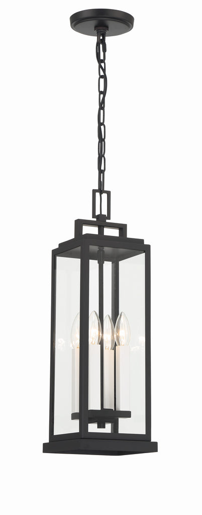 ##Antique Hardware## Aspen 4 Light Matte Black Outdoor Pendant