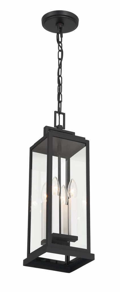 ##Antique Hardware## Aspen 4 Light Matte Black Outdoor Pendant