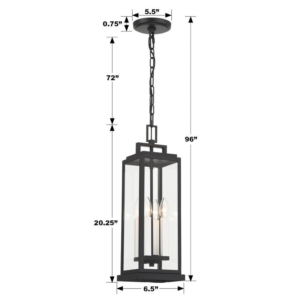 ##Antique Hardware## Aspen 4 Light Matte Black Outdoor Pendant