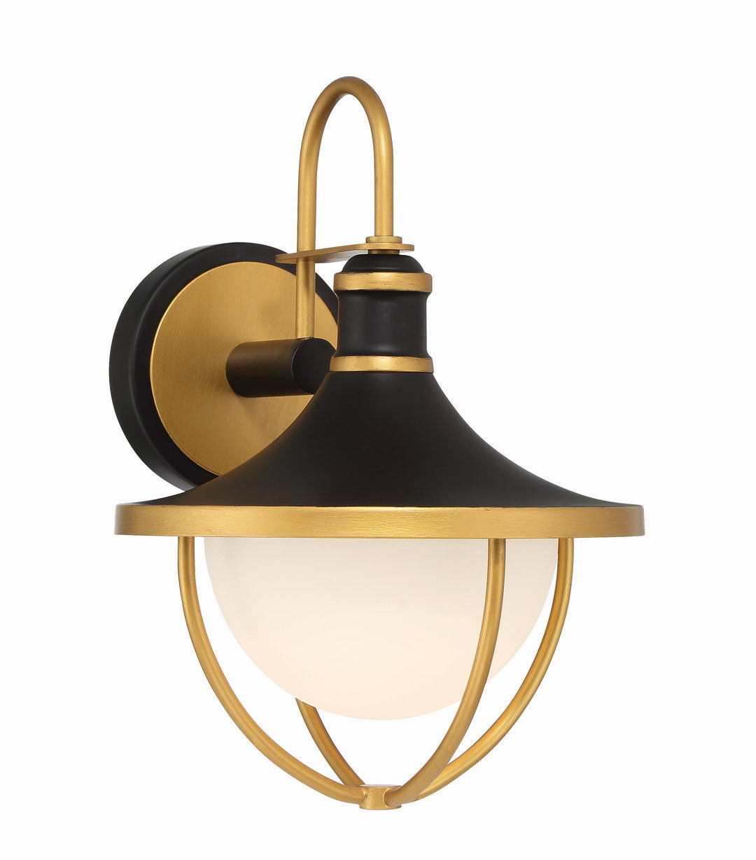 ##Antique Hardware## Atlas 1 Light Matte Black + Textured Gold Outdoor Sconce