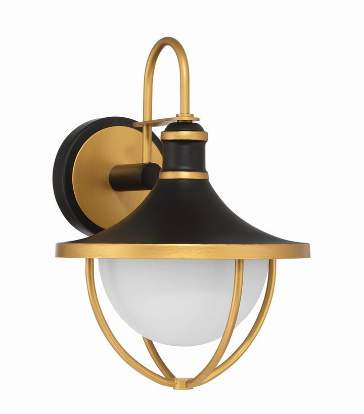 ##Antique Hardware## Atlas 1 Light Matte Black + Textured Gold Outdoor Sconce