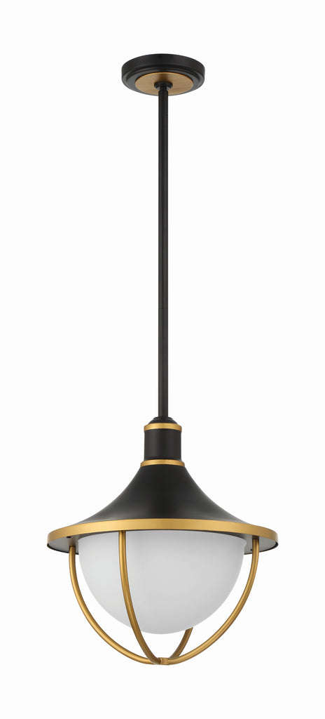 ##Antique Hardware## Atlas 3 Light Matte Black + Textured Gold Outdoor Pendant