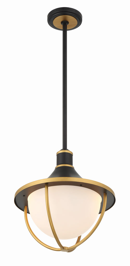 ##Antique Hardware## Atlas 3 Light Matte Black + Textured Gold Outdoor Pendant
