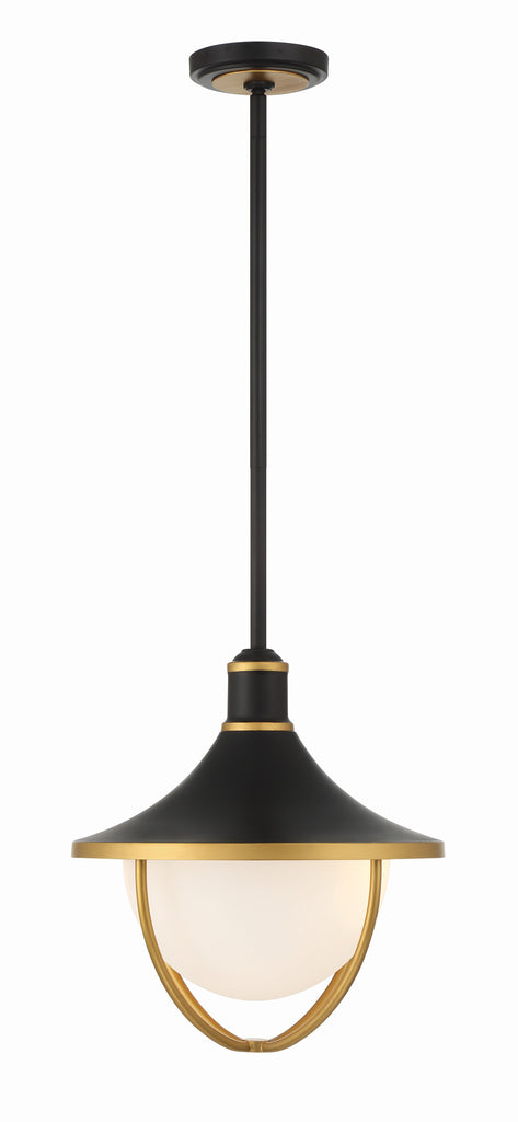 ##Antique Hardware## Atlas 3 Light Matte Black + Textured Gold Outdoor Pendant