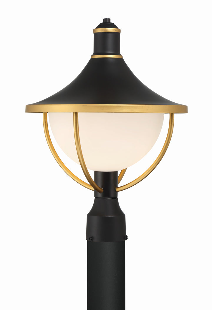 ##Antique Hardware## Atlas 1 Light Matte Black + Textured Gold Outdoor Post
