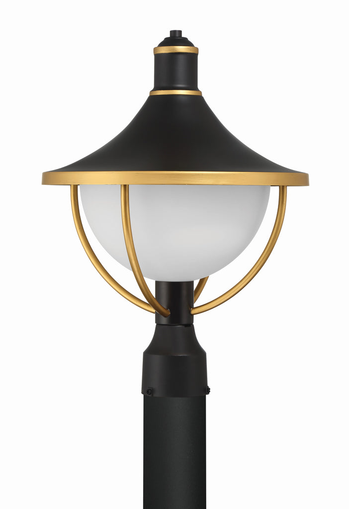 ##Antique Hardware## Atlas 1 Light Matte Black + Textured Gold Outdoor Post