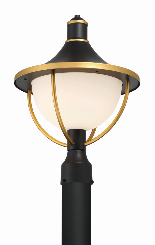 ##Antique Hardware## Atlas 1 Light Matte Black + Textured Gold Outdoor Post