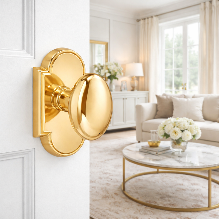 ##Antique Hardware## Magnifique® Arched Door Set with Brass Egg Knobs (Several Finishes Available)