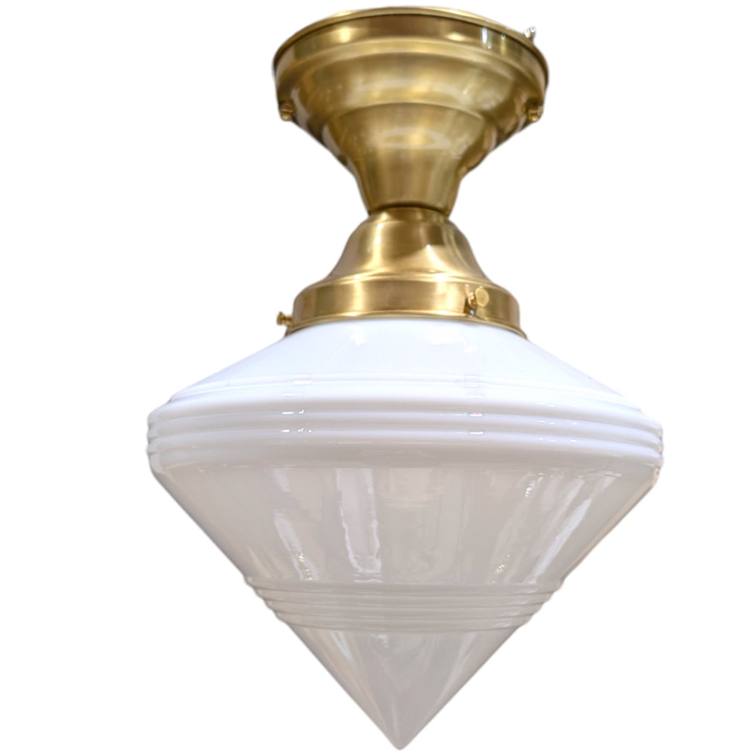 ##Antique Hardware## Small Art Deco Glass Semi-Flush Fancy Light (Several Finishes Available)