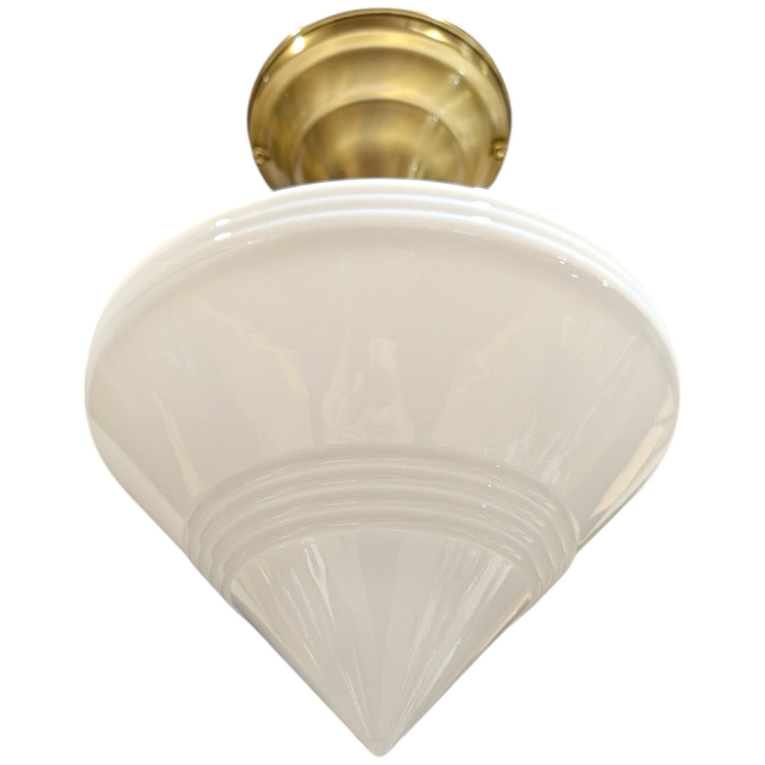 ##Antique Hardware## Small Art Deco Glass Semi-Flush Fancy Light (Several Finishes Available)