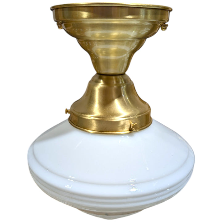 ##Antique Hardware## Small Art Deco Glass Semi-Flush Fancy Light (Several Finishes Available)