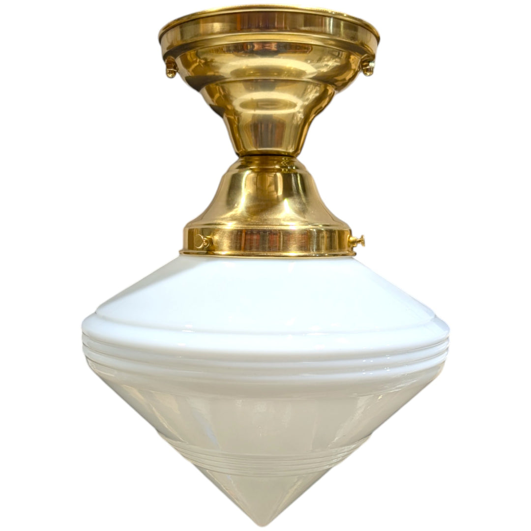 ##Antique Hardware## Small Art Deco Glass Semi-Flush Fancy Light (Several Finishes Available)