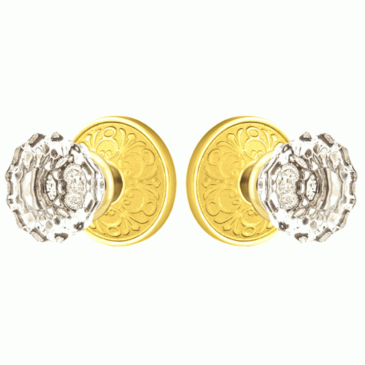 ##Antique Hardware## Emtek Crystal Astoria Door Knob Set With Lancaster Rosette (Several Finishes Available)