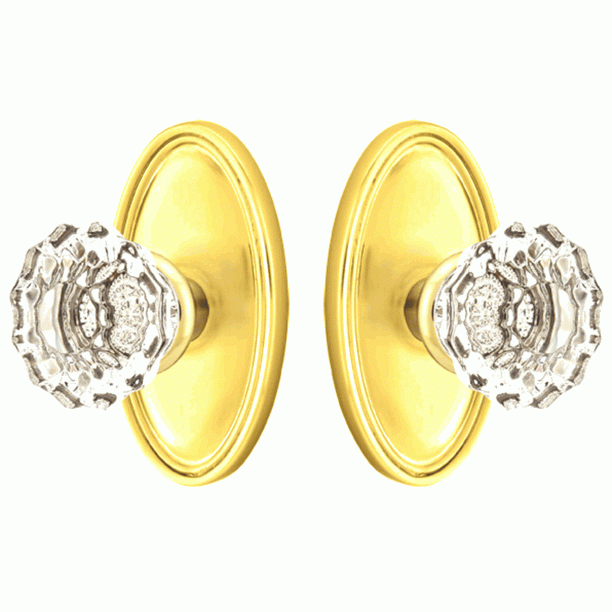 ##Antique Hardware## Crystal Astoria Door Knob Set With Oval Rosette (Several Finish Options)