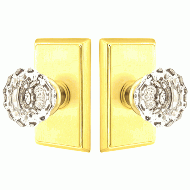 ##Antique Hardware## Emtek Crystal Astoria Door Knob Set With Rectangular Rosette (Several Finish Options)