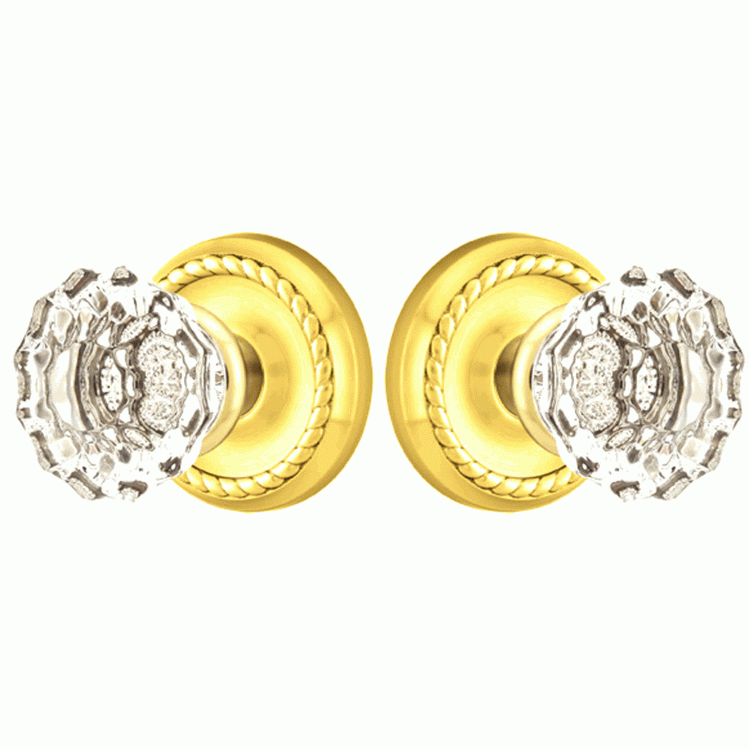 ##Antique Hardware## Crystal Astoria Door Knob Set With Rope Rosette (Several Finish Options)