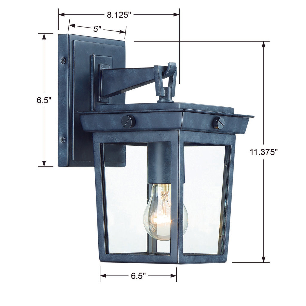 ##Antique Hardware## Belmont 1 Light Graphite Outdoor Sconce