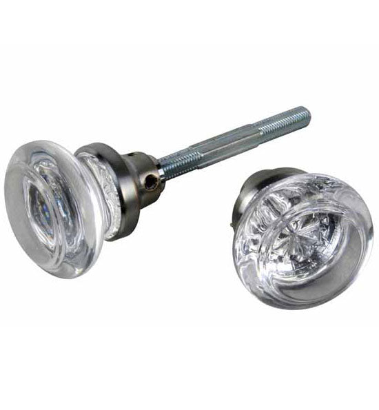 ##Antique Hardware## Round Crystal Spare Door Knobs (Brushed Nickel Finish)