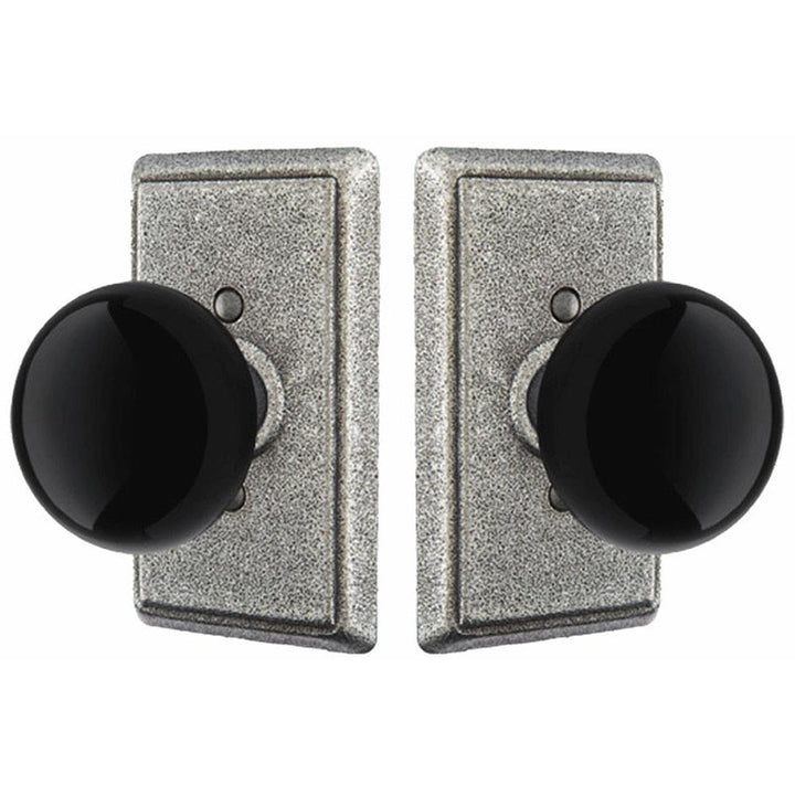 ##Antique Hardware## Solid Brass Black Madison Door Knob Set With Rectangular Rosette (Several Finish Options)