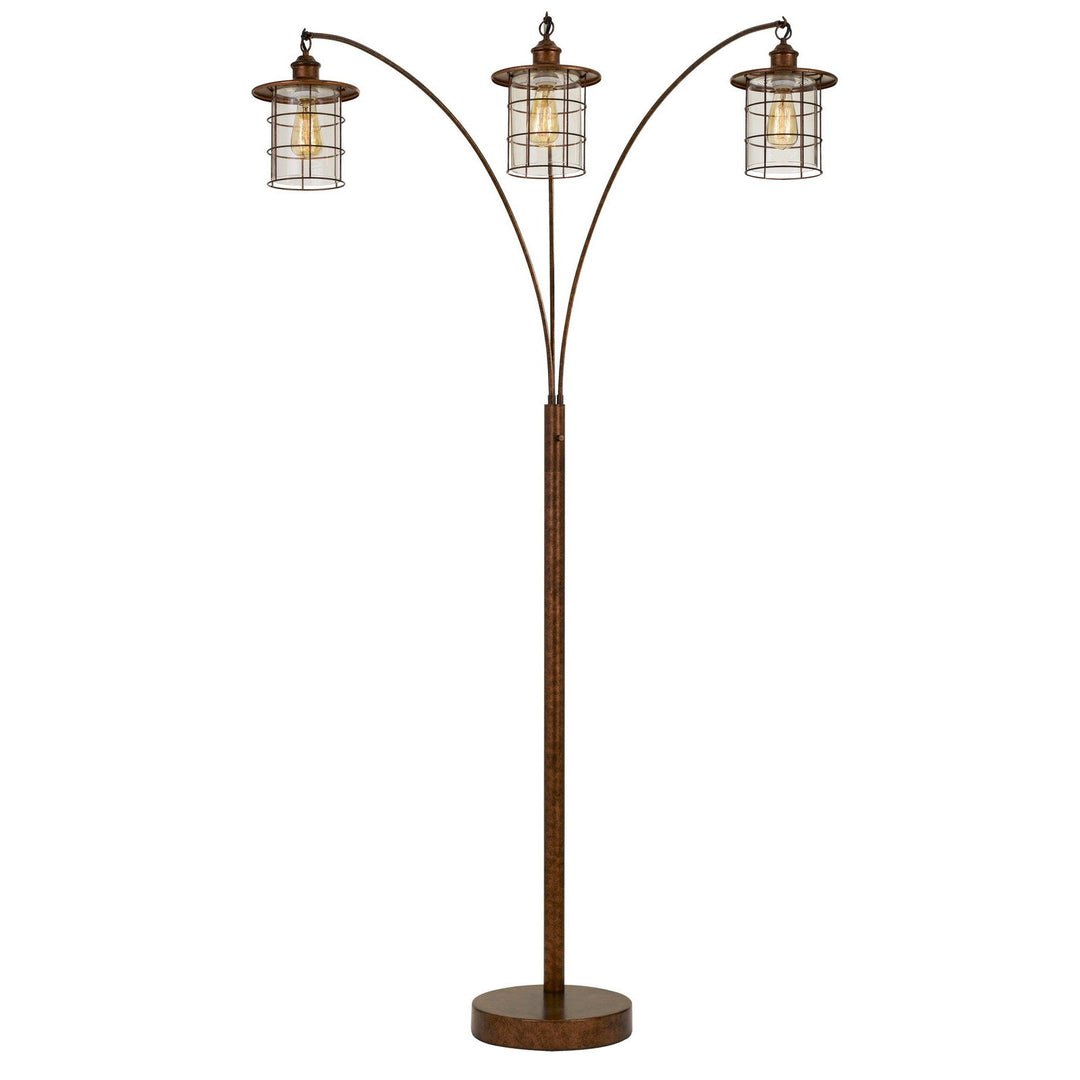 ##Antique Hardware## SILVERTON ARC FLOOR LAMP WITH GLASS SHADES (EDISON BULBS INCLUDED)