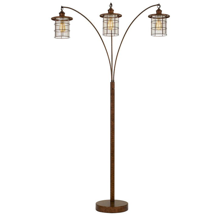 ##Antique Hardware## SILVERTON ARC FLOOR LAMP WITH GLASS SHADES (EDISON BULBS INCLUDED)