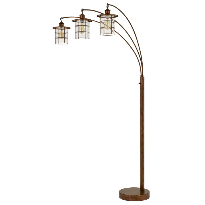 ##Antique Hardware## SILVERTON ARC FLOOR LAMP WITH GLASS SHADES (EDISON BULBS INCLUDED)
