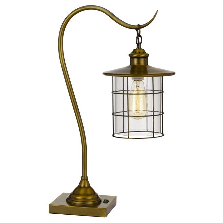 ##Antique Hardware## SILVERTON DESK LAMP WITH GLASS SHADE (EDISON BULB INCLUDED)