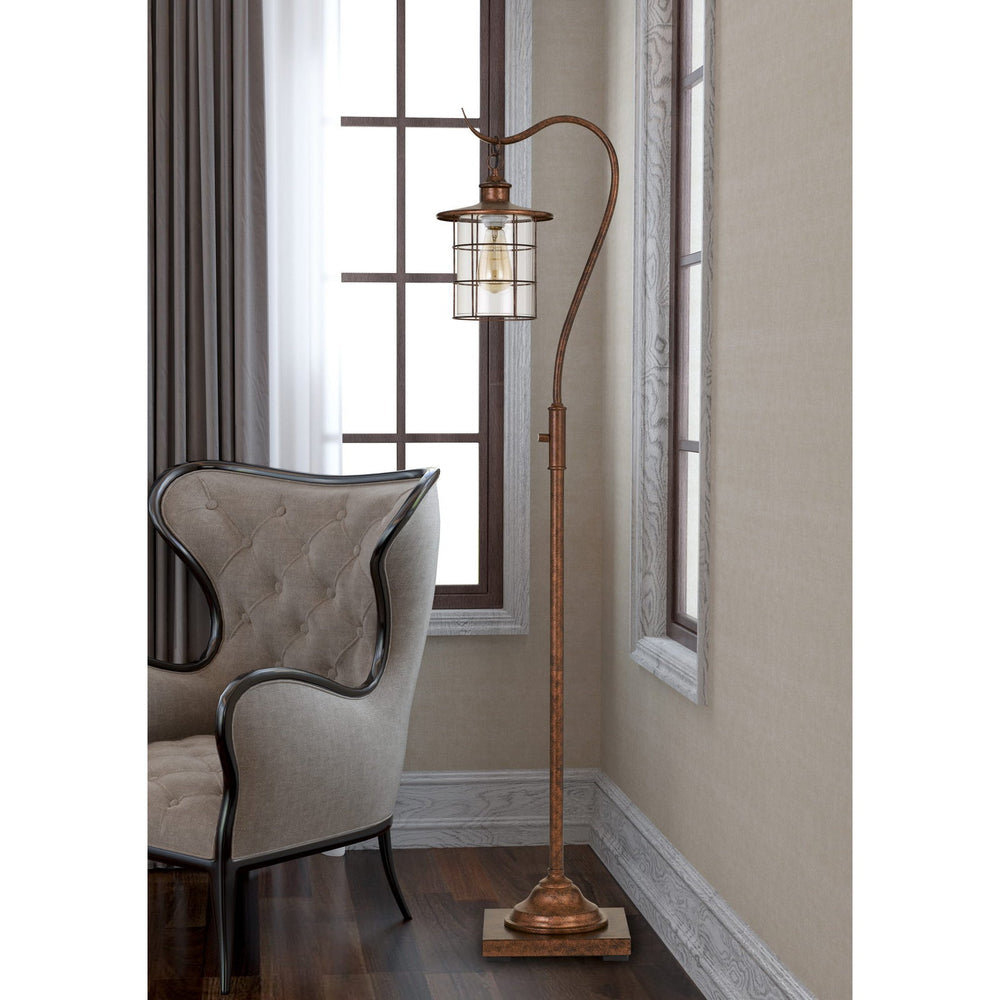 ##Antique Hardware## SILVERTON FLOOR LAMP WITH GLASS SHADE (EDISON BULB INCLUDED)