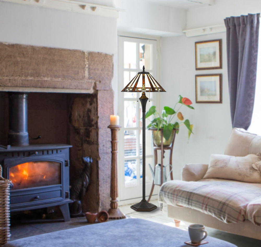 ##Antique Hardware## 60W X 2 TIFFANY FLOOR LAMP