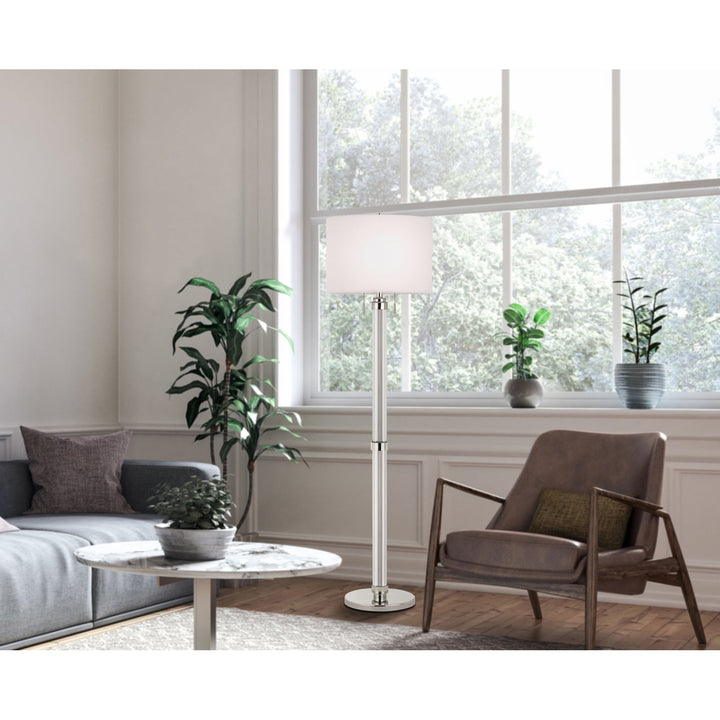 ##Antique Hardware## 60W X 2 MONTILLA METAL/ACRYLIC FLOOR LAMP WITH FABRIC SHADE