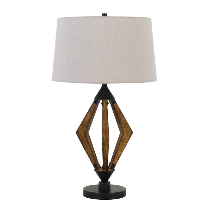 ##Antique Hardware## VALENCE 150W 3 WAY METAL/PINE WOOD TABLE LAMP