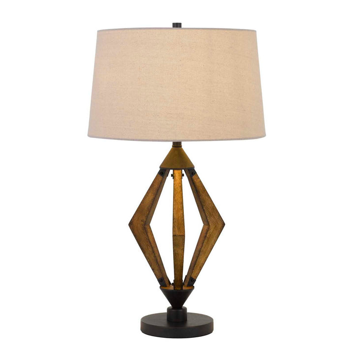 ##Antique Hardware## VALENCE 150W 3 WAY METAL/PINE WOOD TABLE LAMP