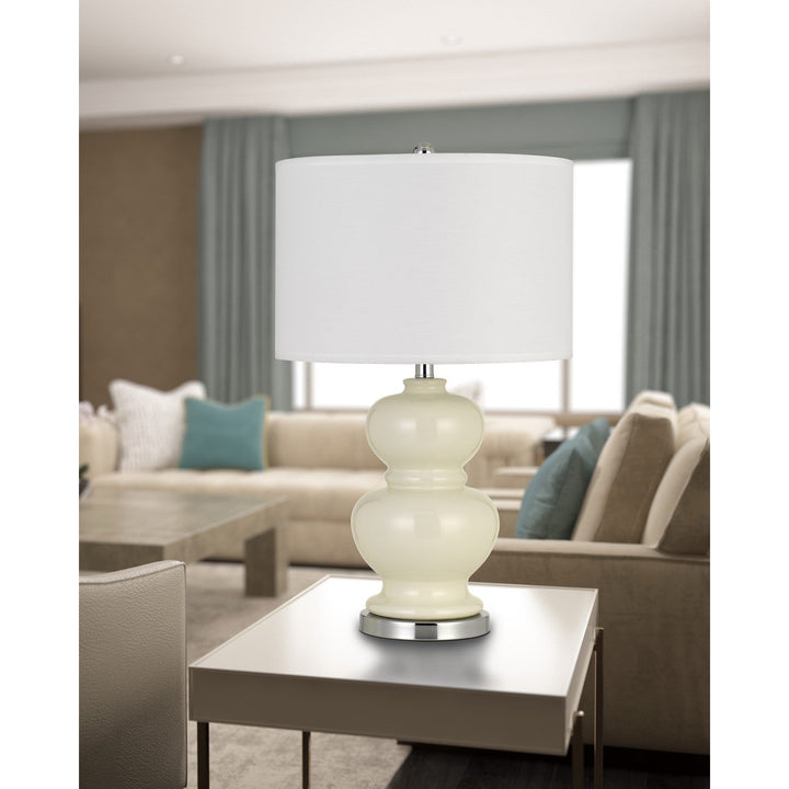 Antique Hardware BERGAMO CERAMIC TABLE LAMP WITH HARDBACK WHITE FABRIC SHADE (SOLD AND PRICED AS PAIRS) Table Lamp
