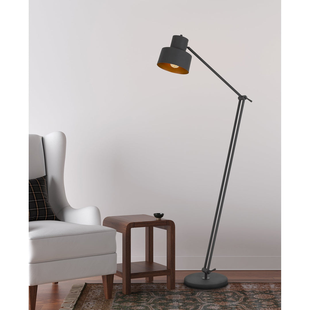 Antique Hardware 60W DAVIDSON METAL FLOOR LAMP WITH WEIGHTED BASE, ADJUSTABLE UPPER AND LOWER ARMS. ON OFF SOCKET SWITCH Floor Lamp