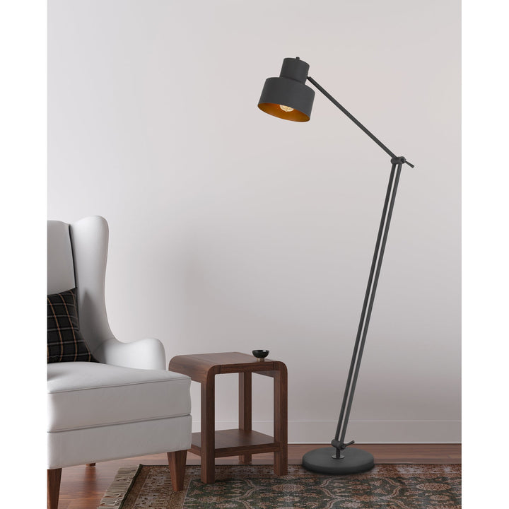 Antique Hardware 60W DAVIDSON METAL FLOOR LAMP WITH WEIGHTED BASE, ADJUSTABLE UPPER AND LOWER ARMS. ON OFF SOCKET SWITCH Floor Lamp