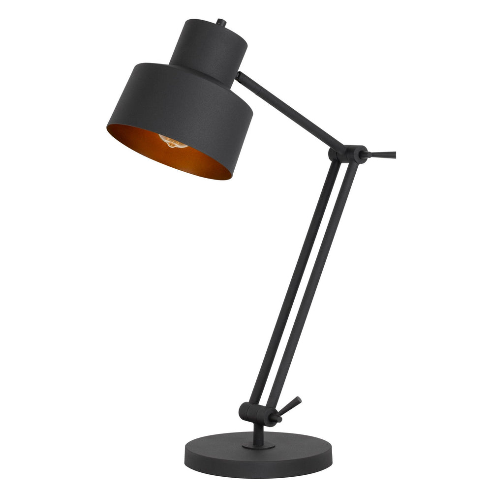##Antique Hardware## 60W DAVIDSON METAL DESK LAMP WITH WEIGHTED BASE, ADJUSTABLE UPPER AND LOWER ARMS. ON OFF SOCKET SWITCH