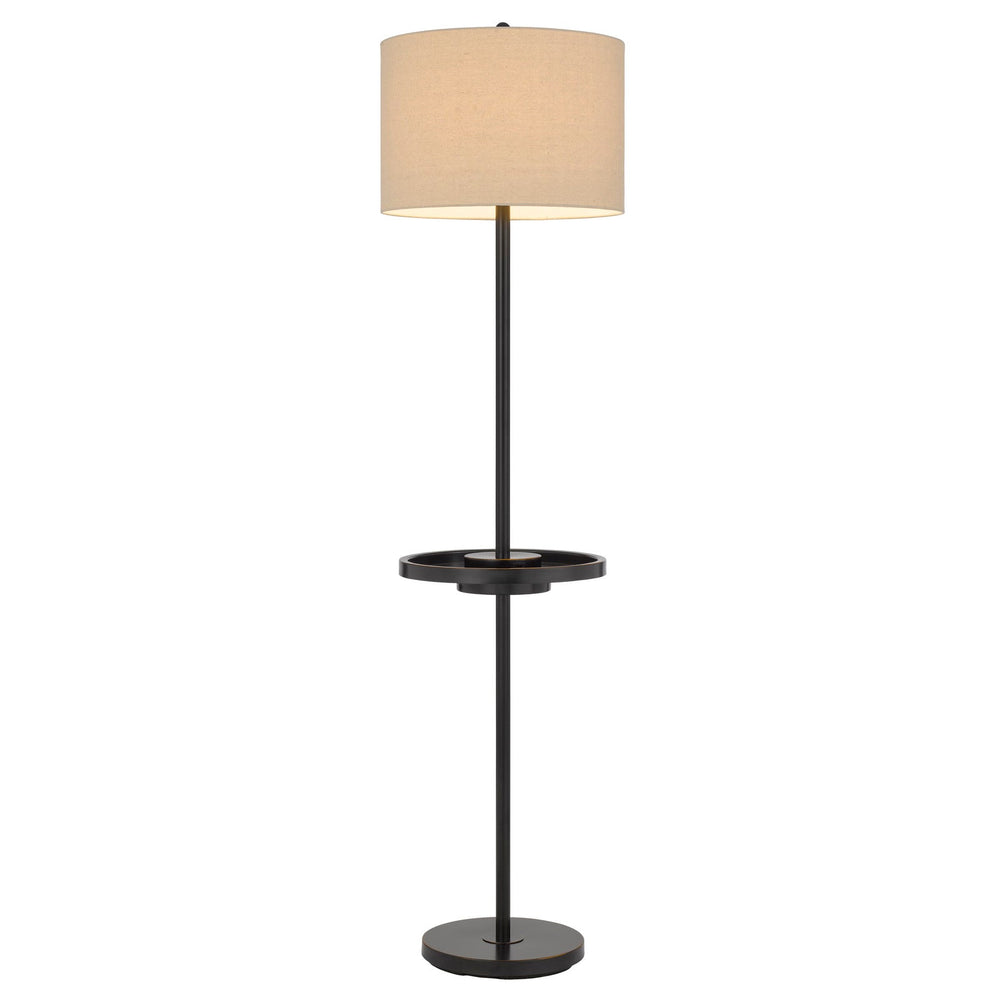 ##Antique Hardware## CROFTON METAL FLOOR LAMP WITH METAL TRAY TABLE AND 2 USB CHARGING PORTS AND A WEIGHT BASE.