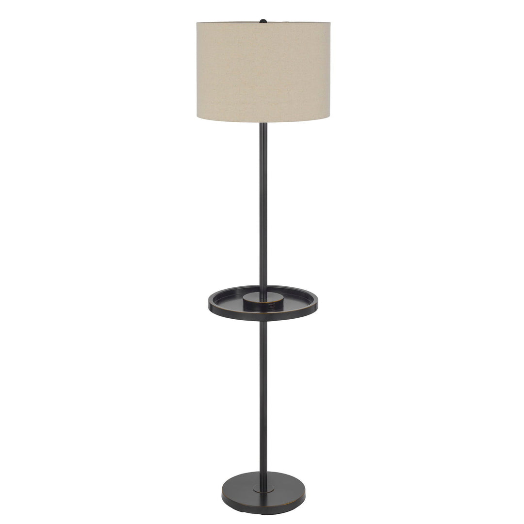 ##Antique Hardware## CROFTON METAL FLOOR LAMP WITH METAL TRAY TABLE AND 2 USB CHARGING PORTS AND A WEIGHT BASE.