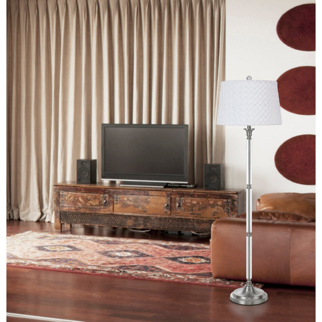 ##Antique Hardware## 150W 3 WAY RUSTON CRYSTAL/METAL FLOOR LAMP WITH PLEATED HARDBACK SHADE