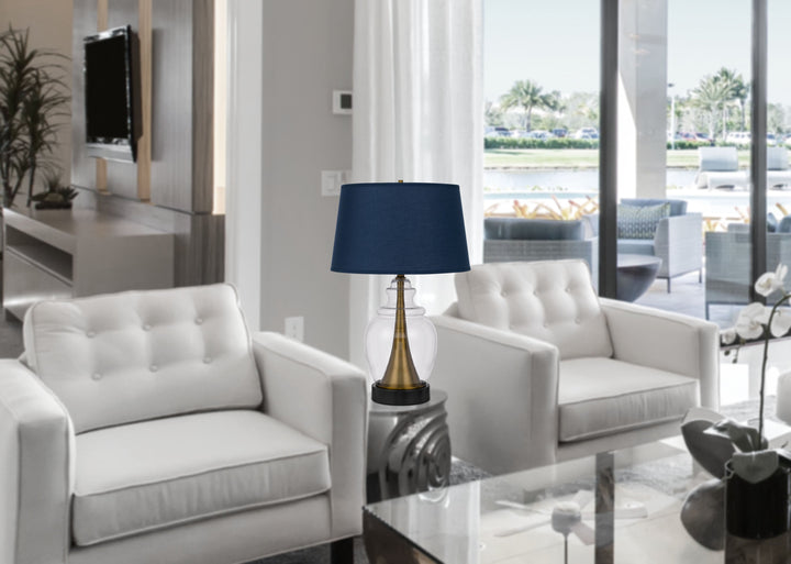 ##Antique Hardware## CUPOLA GLASS/METAL TABLE LAMP