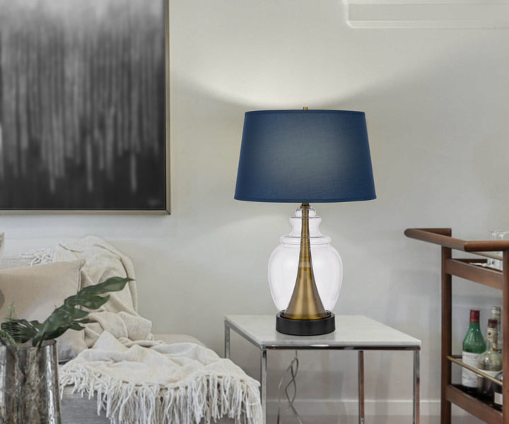 ##Antique Hardware## CUPOLA GLASS/METAL TABLE LAMP