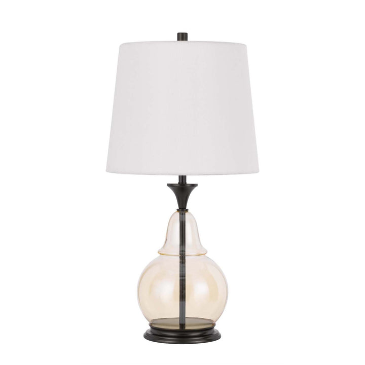 Antique Hardware 150W 3 WAY KITTERY GLASS TABLE LAMP WITH HARDBACK FABRIC SHADE Table Lamp