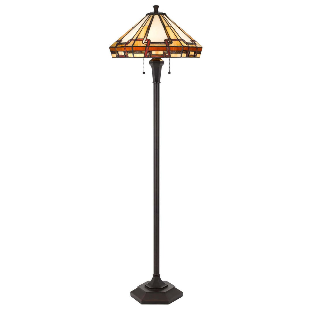 ##Antique Hardware## 60W X 2 TIFFANY TABLE LAMP WITH PULL CHAIN SWITCH WITH METAL AND RESIN LAMP BODY