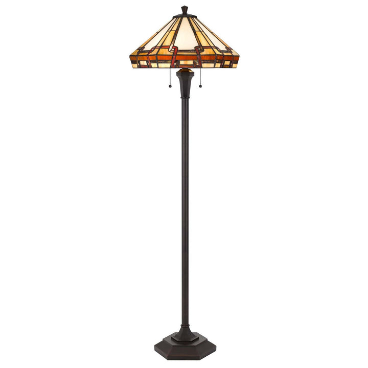 ##Antique Hardware## 60W X 2 TIFFANY TABLE LAMP WITH PULL CHAIN SWITCH WITH METAL AND RESIN LAMP BODY
