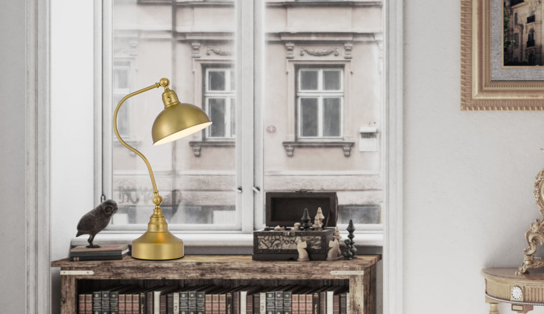 ##Antique Hardware## INDUSTRIAL ADJUSTABLE METAL DOWNBRIDGE DESK LAMP WITH HALF DOME METAL SHADE